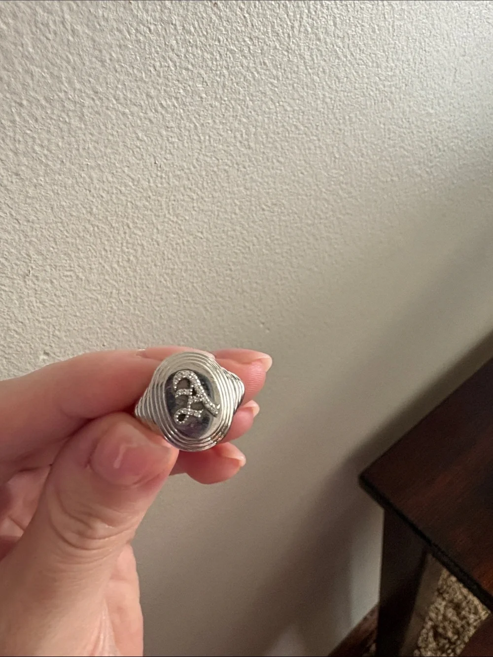 Sterling Silver Ring with CZ letter A
